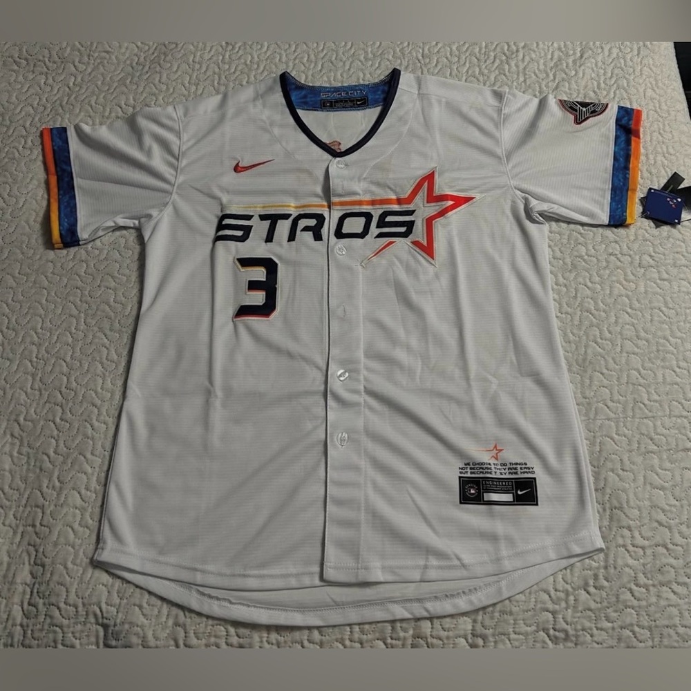 Nike Astros White Jersey with Orange and Blue Accents